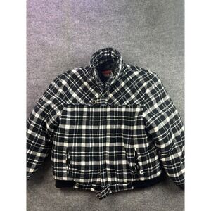 Priority Male Bomber Jacket Mens XL Black White Plaid Insulated Full Zip Coat